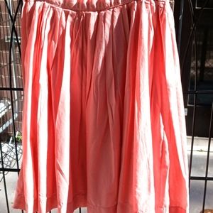 Velvet Pleated Coral Skirt